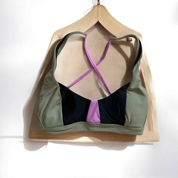 🌻NEW w/tags Prana XL Tulum Green Purple Black Color Block Bikini Top (3) - Picture 3 of 7